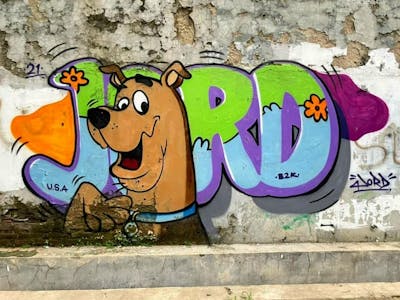 Colorful Stylewriting by JORD. This Graffiti is located in Jakarta, Indonesia and was created in 2021. This Graffiti can be described as Stylewriting and Characters.