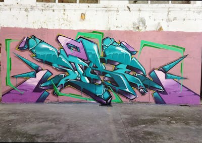Cyan and Coralle Stylewriting by SIRE. This Graffiti is located in Porto, Portugal and was created in 2023.