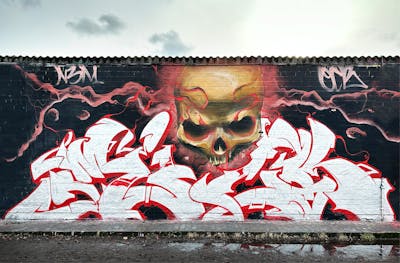 Red and Beige and Chrome Stylewriting by Milk21 and Cors One. This Graffiti is located in Berlin, Germany and was created in 2023. This Graffiti can be described as Stylewriting, Characters and Wall of Fame.