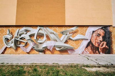 Beige and Colorful Stylewriting by Grint. This Graffiti is located in Košice, Slovakia and was created in 2019. This Graffiti can be described as Stylewriting, 3D and Characters.