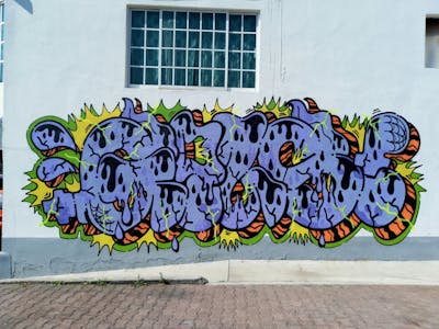 Light Blue and Colorful Stylewriting by Giusseppe. This Graffiti is located in CDMX, Mexico and was created in 2022. This Graffiti can be described as Stylewriting and Street Bombing.