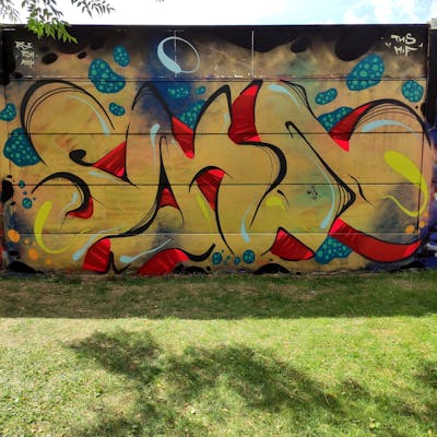 Beige and Colorful Stylewriting by NKS. This Graffiti is located in madrid, Spain and was created in 2022.