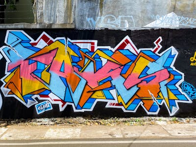 Colorful Stylewriting by Faksdead. This Graffiti is located in Yogyakarta, Indonesia and was created in 2022. This Graffiti can be described as Stylewriting and Wall of Fame.