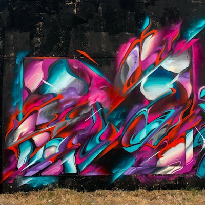 Cyan and Violet Stylewriting by SNUZ. This Graffiti is located in Golem, Tiranë, Albania and was created in 2021. This Graffiti can be described as Stylewriting and Futuristic.