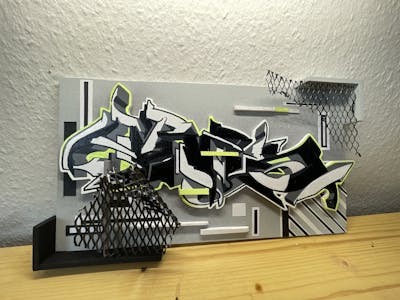 Grey and Light Green and Black Canvas by ORES24. This Graffiti is located in HALLE, Germany and was created in 2023.