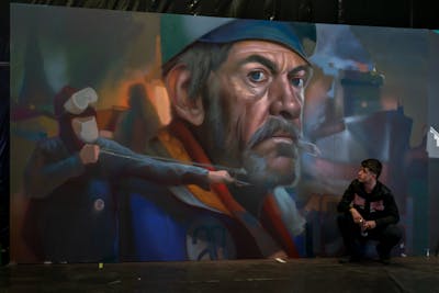 Blue and Grey and Colorful Characters by Nexgraff. This Graffiti is located in Bilbo, Spain and was created in 2022. This Graffiti can be described as Characters, Murals, Streetart and Atmosphere.