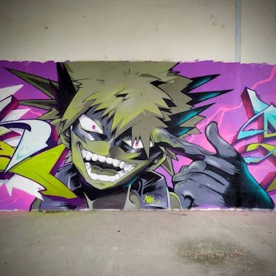 Light Green and Colorful Characters by Noack. This Graffiti is located in Montauban, France and was created in 2022. This Graffiti can be described as Characters and Abandoned.