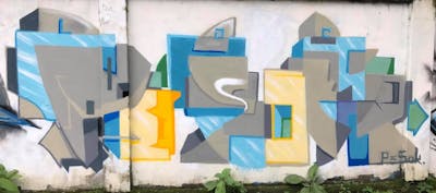 Grey and Colorful Stylewriting by PESOK. This Graffiti is located in Yangon, Myanmar and was created in 2021.