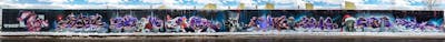 Coralle and Violet and Colorful Stylewriting by Kan, TMF, Utopia, Sirom, Rowdy, Rofdie, shmri, AZME, Posa, Chr15 and Floyd. This Graffiti is located in Chemnitz, Germany and was created in 2023. This Graffiti can be described as Stylewriting and 3D.