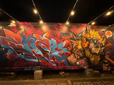 Orange and Light Blue and Colorful Stylewriting by Enzy1, Lover, SDFK and SWL. This Graffiti is located in Philippines and was created in 2024. This Graffiti can be described as Stylewriting and Characters.