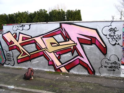 Colorful Stylewriting by urine and KCF. This Graffiti is located in Delitzsch, Germany and was created in 2008.