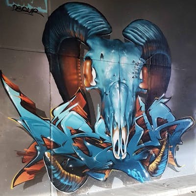 Light Blue Stylewriting by Norm and Desur. This Graffiti is located in Hilden, Germany and was created in 2019. This Graffiti can be described as Stylewriting and Characters.
