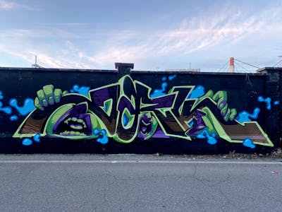 Light Green and Violet and Light Blue Stylewriting by ZARK ONER. This Graffiti is located in Milan, Italy and was created in 2023. This Graffiti can be described as Stylewriting and Characters.