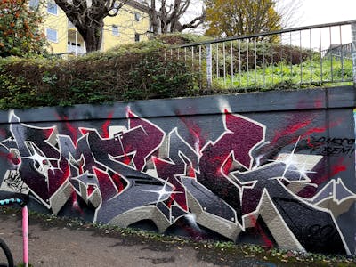 Grey and Red Stylewriting by omseg. This Graffiti is located in Freiburg, Germany and was created in 2022. This Graffiti can be described as Stylewriting and Wall of Fame.