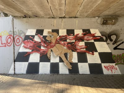 White and Black and Red Streetart by RAFT ONE. This Graffiti is located in Legnano, Italy and was created in 2023.