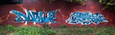 Light Blue and White and Brown Stylewriting by Dj Dookie, Some.One and WKS. This Graffiti is located in MÜNSTER, Germany and was created in 2022.