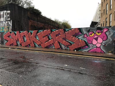 Brown and Coralle and Grey Stylewriting by smo__crew. This Graffiti is located in London, United Kingdom and was created in 2021. This Graffiti can be described as Stylewriting and Characters.