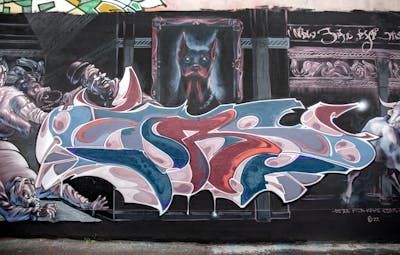 Colorful Stylewriting by Kame and Cors One. This Graffiti is located in Berlin, Germany and was created in 2022. This Graffiti can be described as Stylewriting, Characters and Wall of Fame.
