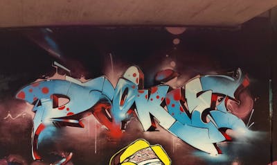 Light Blue and Red Stylewriting by Dj Dookie and WKS. This Graffiti is located in bochum, Germany and was created in 2023. This Graffiti can be described as Stylewriting and Wall of Fame.