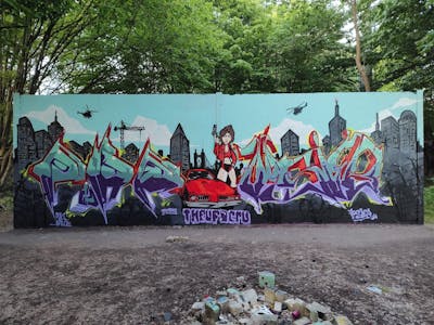 Colorful Stylewriting by Puke and Vysier64. This Graffiti is located in Lübeck, Germany and was created in 2023. This Graffiti can be described as Stylewriting and Characters.