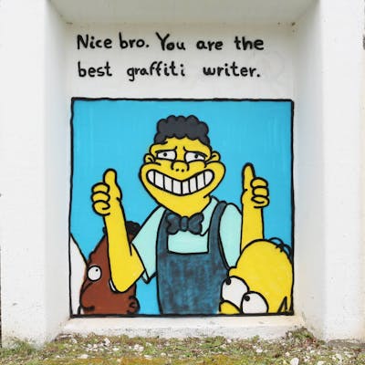 Yellow and Colorful Characters by imon boy. This Graffiti is located in Spain and was created in 2021. This Graffiti can be described as Characters and Handstyles.