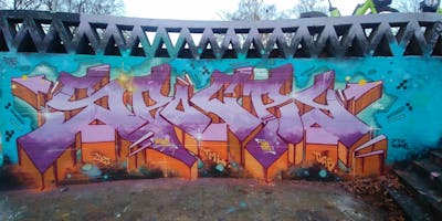 Violet and Orange Stylewriting by cab, Spocey, TML, WH and IFC. This Graffiti is located in Netherlands and was created in 2021.