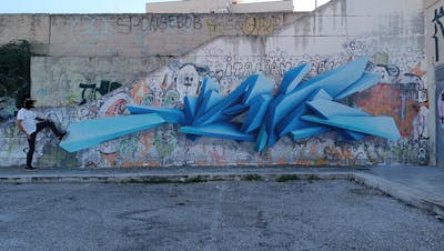 Light Blue and Blue Stylewriting by Nista. This Graffiti is located in Italy and was created in 2022. This Graffiti can be described as Stylewriting and 3D.