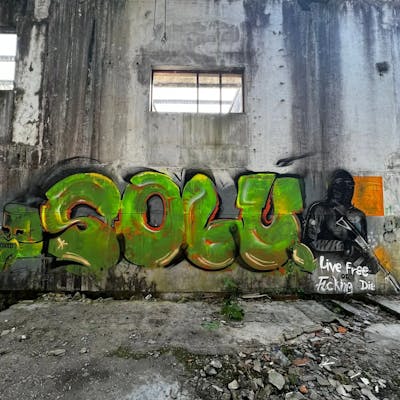 Light Green and Grey Stylewriting by Solu 3.0. This Graffiti is located in Portugal and was created in 2023. This Graffiti can be described as Stylewriting and Abandoned.