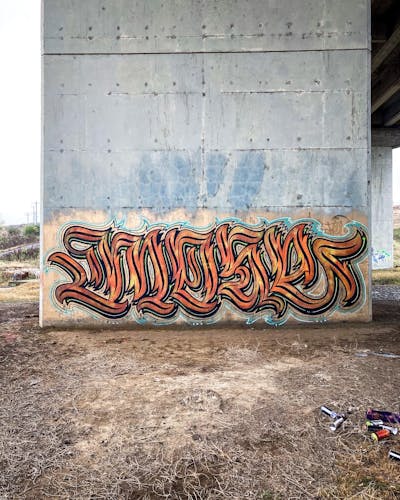 Orange Stylewriting by MOSEK and STR crew. This Graffiti is located in Bucharest, Romania and was created in 2022. This Graffiti can be described as Stylewriting and Abandoned.