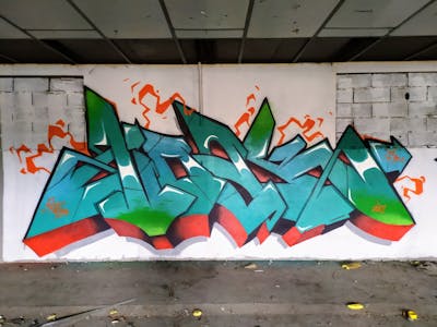 Cyan Stylewriting by CDB, MCT, BK and Noack. This Graffiti is located in Montauban, France and was created in 2021. This Graffiti can be described as Stylewriting and Abandoned.
