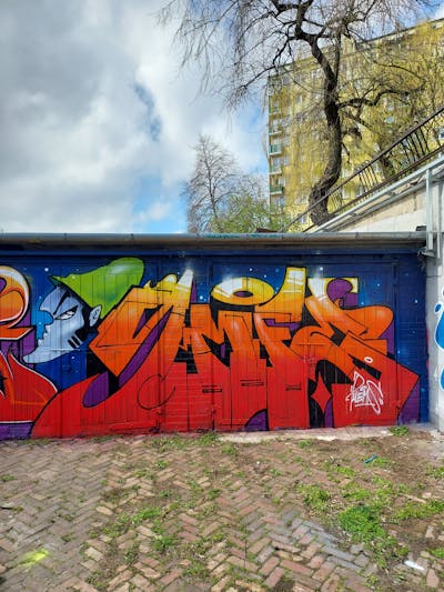 Red and Blue and Colorful Stylewriting by Fems173. This Graffiti is located in lublin, Poland and was created in 2023. This Graffiti can be described as Stylewriting and Characters.