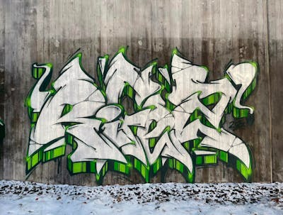 Green and Chrome Stylewriting by Zefir. This Graffiti is located in Stockholm, Sweden and was created in 2021.