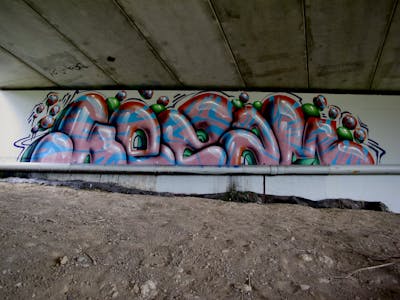 Coralle Stylewriting by Kezam. This Graffiti is located in Auckland, New Zealand and was created in 2023. This Graffiti can be described as Stylewriting and 3D.