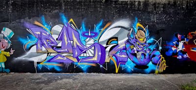 Colorful Stylewriting by Pase. This Graffiti is located in United Kingdom and was created in 2023. This Graffiti can be described as Stylewriting, Characters and Wall of Fame.