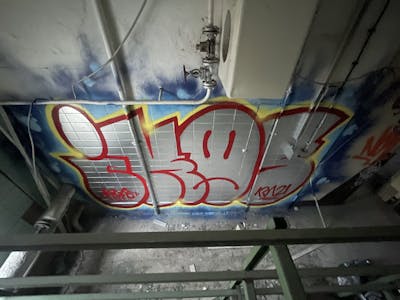 Chrome and Red and Yellow Stylewriting by IKOS. This Graffiti is located in Germany and was created in 2023. This Graffiti can be described as Stylewriting, Abandoned and Throw Up.