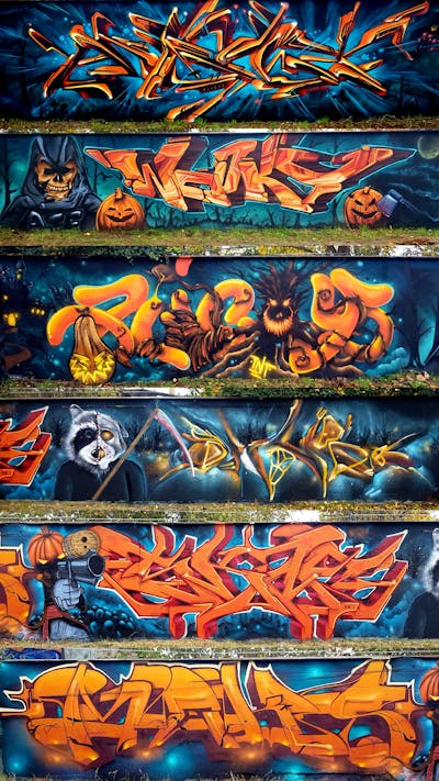 Orange and Blue Stylewriting by angst, WOOKY, Juicey, Skaf, Meks and Albino. This Graffiti is located in Germany and was created in 2022. This Graffiti can be described as Stylewriting, Characters, Murals, 3D and Wall of Fame.