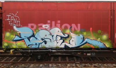 Light Blue and Colorful Stylewriting by Roweo. This Graffiti is located in Saalfeld (Saale), Germany and was created in 2020. This Graffiti can be described as Stylewriting, Trains and Freights.