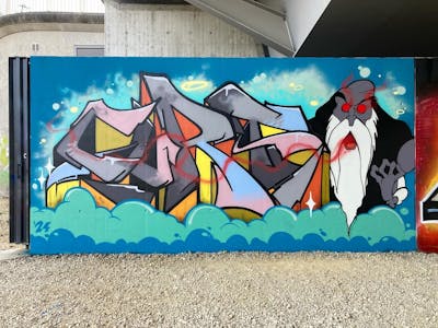 Colorful Stylewriting by Curt. This Graffiti is located in Regensburg, Germany and was created in 2024. This Graffiti can be described as Stylewriting, Characters, Streetart and Wall of Fame.