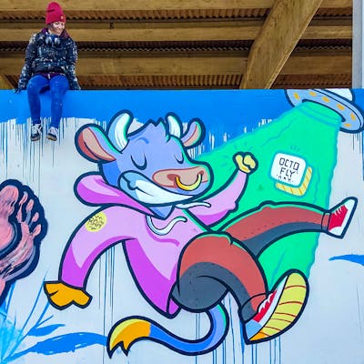 Colorful Characters by Octofly Art. This Graffiti is located in Calerno, Italy and was created in 2022.