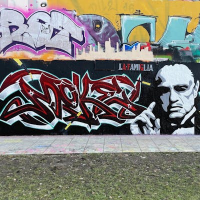 Red and Grey Stylewriting by MOKE. This Graffiti is located in Berlin, Germany and was created in 2021. This Graffiti can be described as Stylewriting, Characters and Wall of Fame.