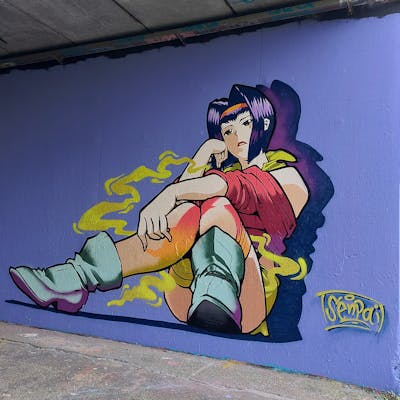 Colorful Characters by Senpaigraffiti. This Graffiti is located in Dordrecht, Netherlands and was created in 2022. This Graffiti can be described as Characters and Wall of Fame.