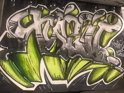 Grey and Light Green Blackbook by XQIZIT. This Graffiti is located in Jamaica Queens, United States and was created in 2022.