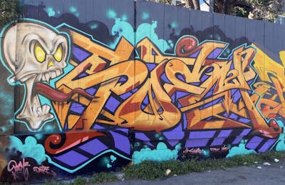 Orange and Colorful Stylewriting by POEM2. This Graffiti is located in San Francisco, United States and was created in 2022. This Graffiti can be described as Stylewriting and Characters.