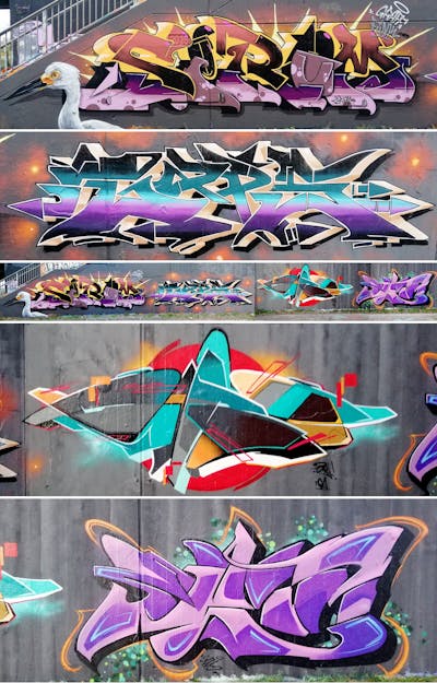 Colorful Stylewriting by Chr15, Gaps, Dirt and Skit. This Graffiti is located in Leipzig, Germany and was created in 2022. This Graffiti can be described as Stylewriting, Characters and Wall of Fame.