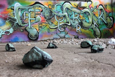 Colorful Stylewriting by Fork Imre. This Graffiti is located in Budapest, Hungary and was created in 2017. This Graffiti can be described as Stylewriting, Futuristic and Abandoned.