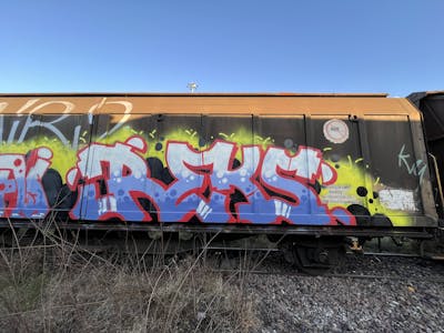 Light Blue and Colorful Stylewriting by REKS. This Graffiti is located in Italy and was created in 2024. This Graffiti can be described as Stylewriting, Trains and Freights.