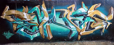 Colorful Stylewriting by Sainter. This Graffiti is located in Bratislava, Slovakia and was created in 2019. This Graffiti can be described as Stylewriting and Wall of Fame.