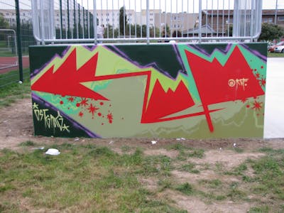 Red and Colorful Stylewriting by urine and KCF. This Graffiti is located in Delitzsch, Germany and was created in 2010. This Graffiti can be described as Stylewriting, Streetart and Wall of Fame.
