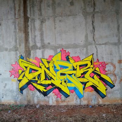 Yellow and Coralle Stylewriting by Danzerten. This Graffiti is located in Pekalongan, Indonesia and was created in 2024. This Graffiti can be described as Stylewriting and Abandoned.
