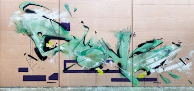 Cyan Stylewriting by synk and rtzcrew. This Graffiti is located in Perugia, Italy and was created in 2022.